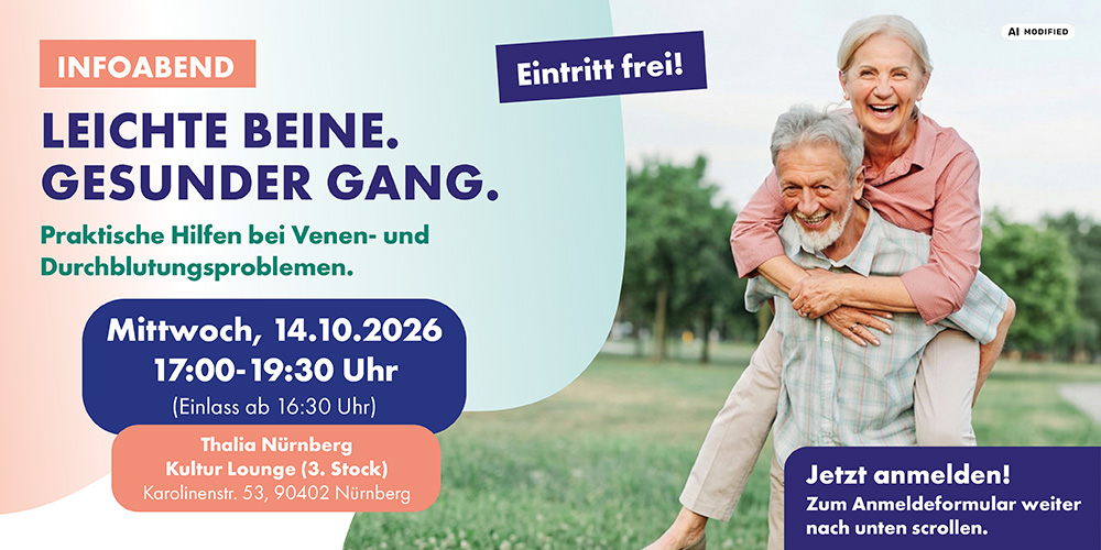 Einladung zum Infoabend Leichte Beine. Gesunder Gang.